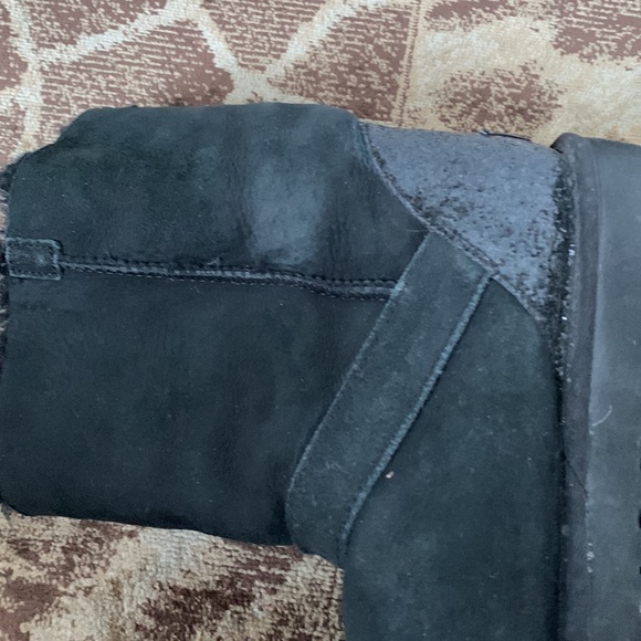Ugg Australia Black Sheepskin Glitter Boots Size 10 - Picture 3 of 16